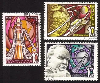 Space Artwork: Volstok, Soyuz, Earth, Moon, Etc. - Complete Set of 3 Different