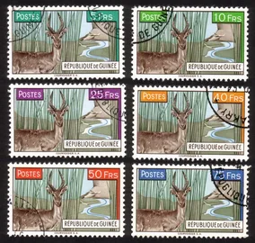 Defassa Waterbuck: Various Colored Artistic Backgrounds. Complete Set of 6 Diff