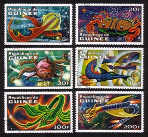 Imaginary Prehistoric Space Creatures: Very Colorful & Artistic Cplt Set of 6