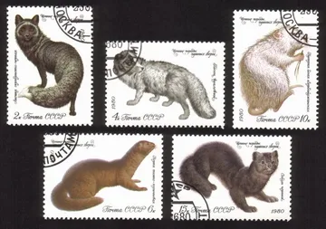 Animals: Polar Fox, Mink, Azerbaijan Nutria, Black Sable, Etc Complete Set of 5
