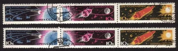 Cosmonauts' Day (1963): Sputnik & Earth, Volstok 1, Rocket, Etc. Cplt Set of 6