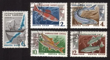 Fish Resources of Lake Baikai: Sturgeon, Trawler, Grayling, Etc. Cplt Set of 5