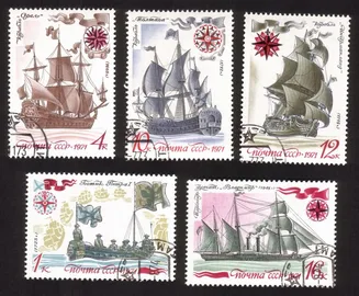 History of The Russian Fleet: Oriol (First Ship), Frigate, Etc. Cplt Set of 5.