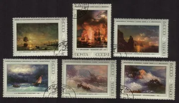 Seascape Paintings By Aivazovski: Odessa By Moonlight, Etc Cplt Set of 6 Diff.
