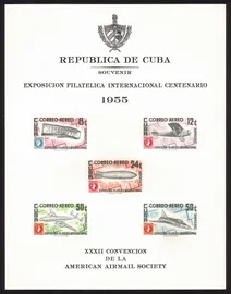 International Centenary Philatelic Exhibition (Havana Cuba 1955) Souvenir Sheet