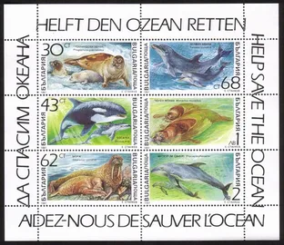 Marine Mammals: Seals, Walrus, Dolphins, Whales, Etc. Complete Mini Sheet of 6