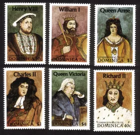 British Royalty: William I, Victoria, QueenAnne, Henry VIII, Etc. Cplt Set of 6