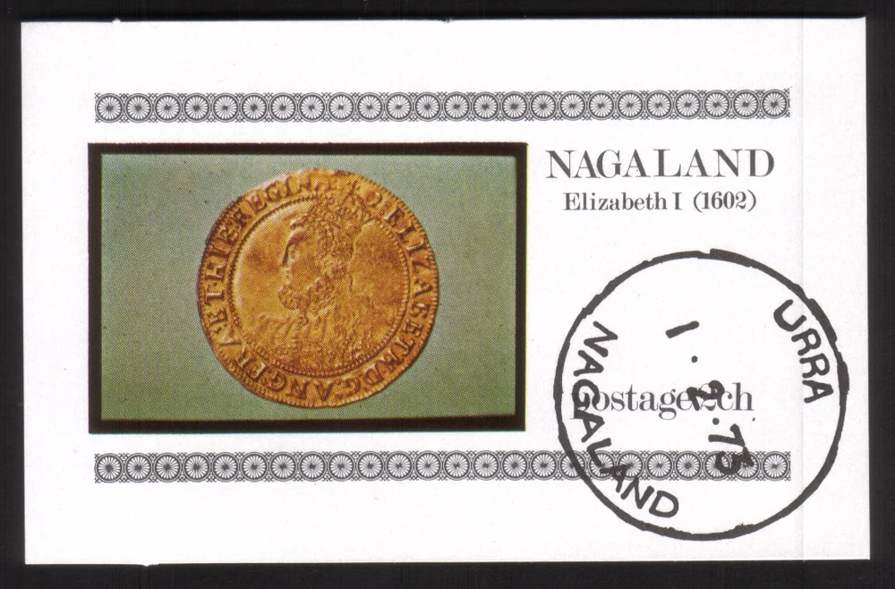 Coin: Queen Elizabeth I (1602) Gold Coin - Mini Souvenir Sheet