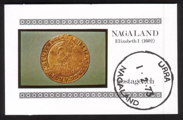 Coin: Queen Elizabeth I (1602) Gold Coin - Mini Souvenir Sheet